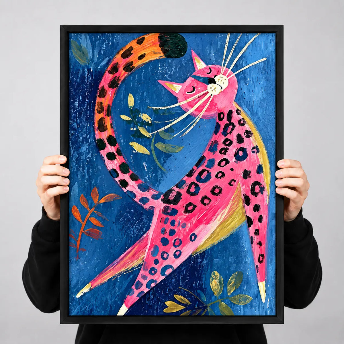 Pink Leopard Cat Colorful Painting Wall Art 3