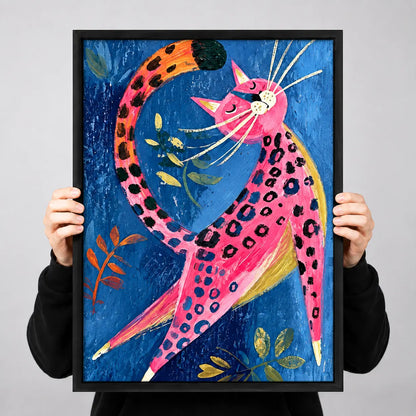 Pink Leopard Cat Colorful Painting Wall Art 3