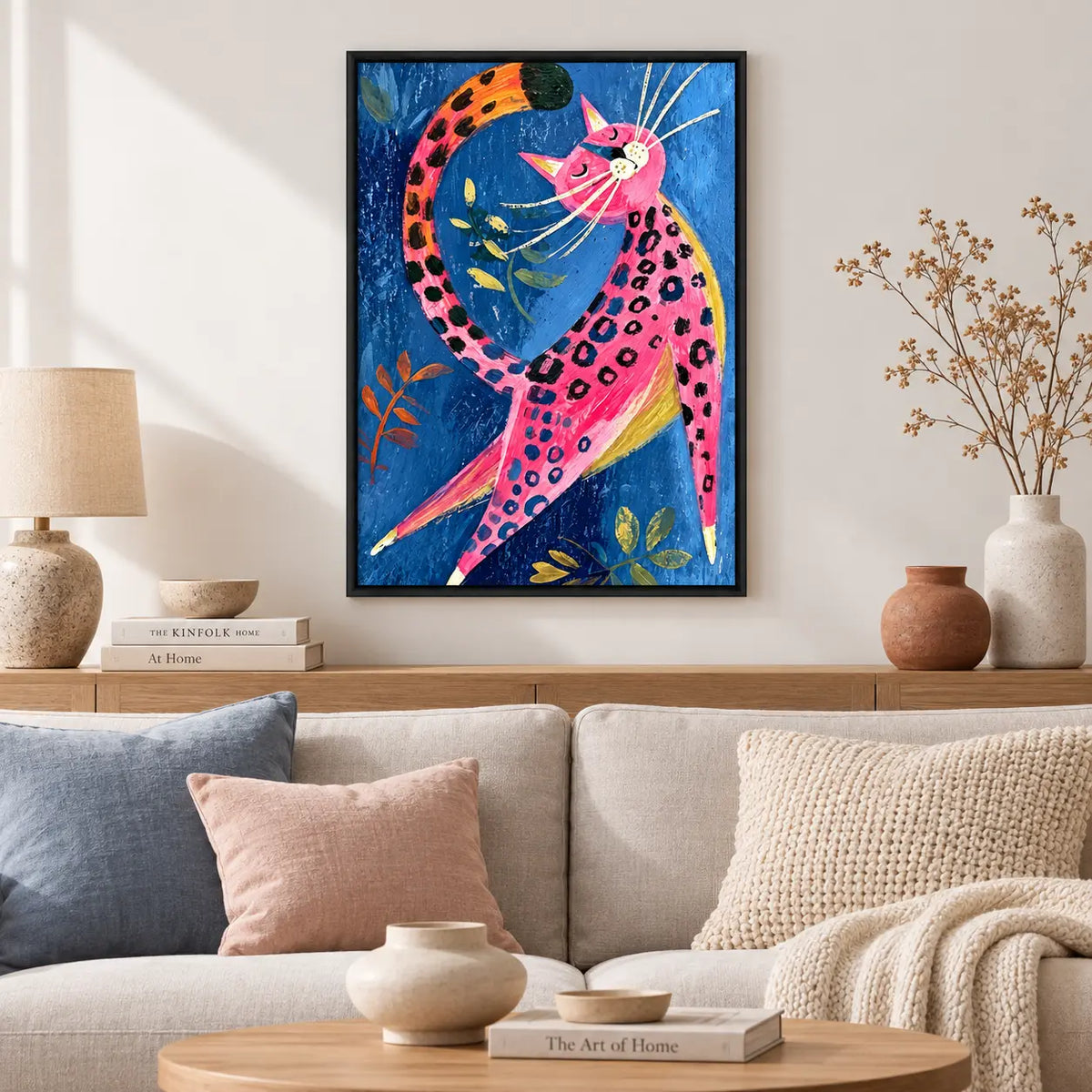 Pink Leopard Cat Colorful Painting Wall Art 5