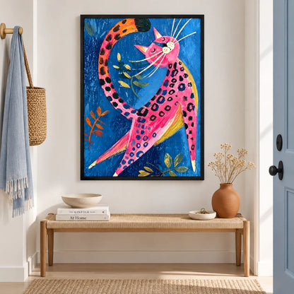 Pink Leopard Cat Colorful Painting Wall Art 6