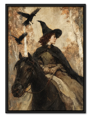 Witch Rider With Ravens Dark Fantasy Wall Art