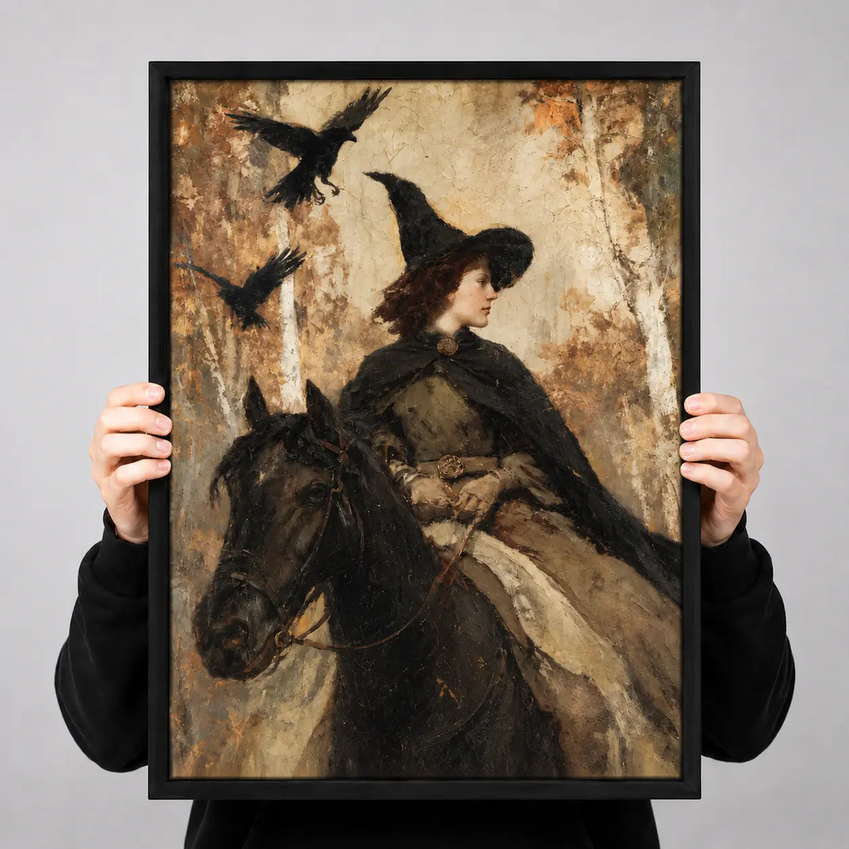 Witch Rider With Ravens Dark Fantasy Wall Art 3