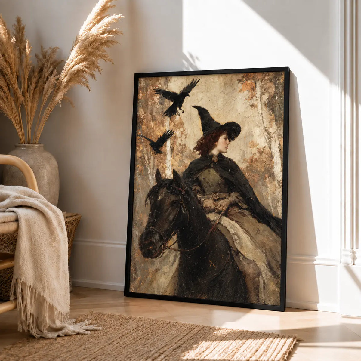 Witch Rider With Ravens Dark Fantasy Wall Art 4