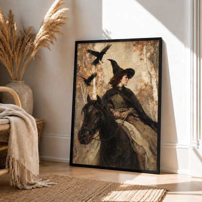 Witch Rider With Ravens Dark Fantasy Wall Art 4