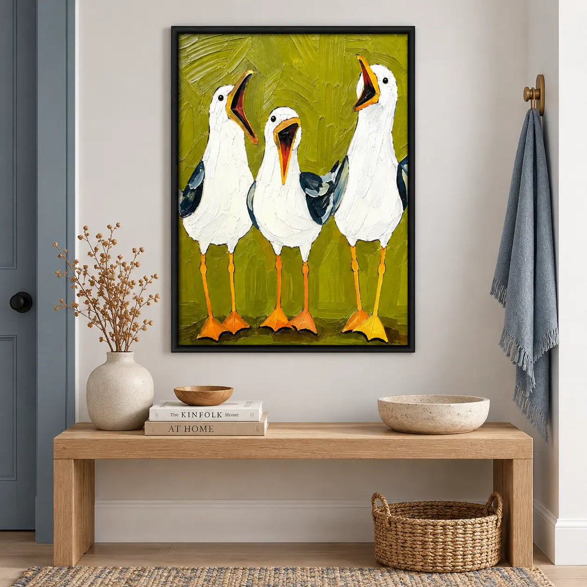Three Seagulls Textured Painting Wall Art 6