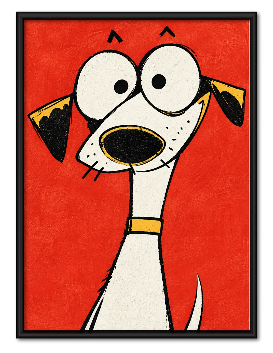 Mini Cartoon Dog in Tiny Gold Frame