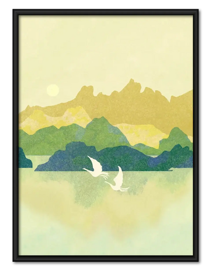 Minimal Mountain Birds Landscape Wall Art 1