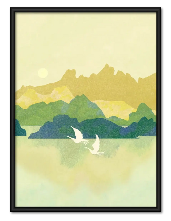 Minimal Mountain Birds Landscape Wall Art