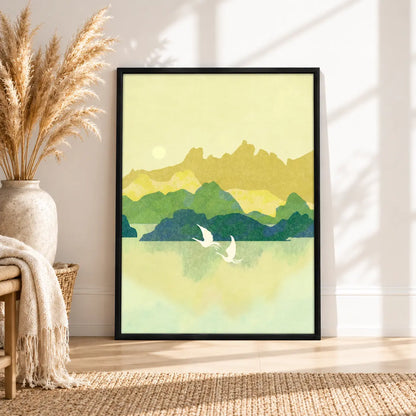 Minimal Mountain Birds Landscape Wall Art 4