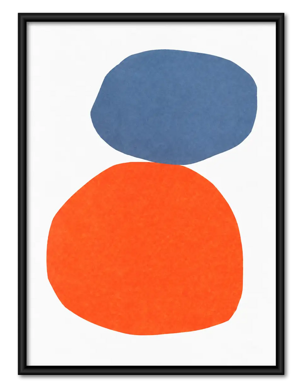 Balanced Blue and Orange Forms Wall Art
