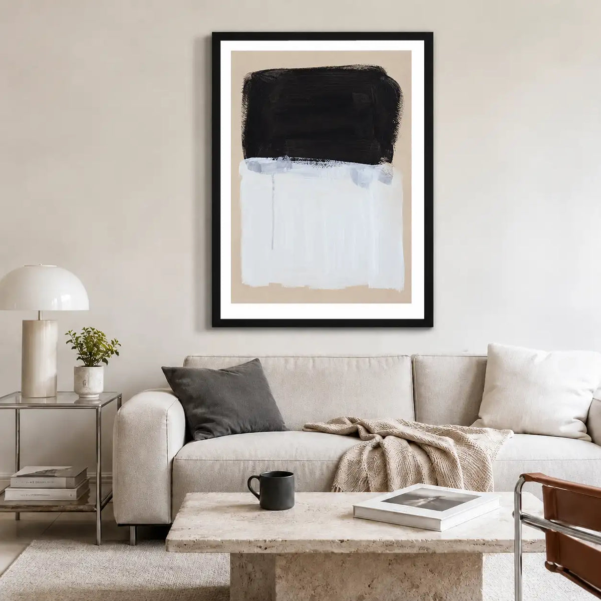 Black and Pale Blue Color Block Wall Art 2