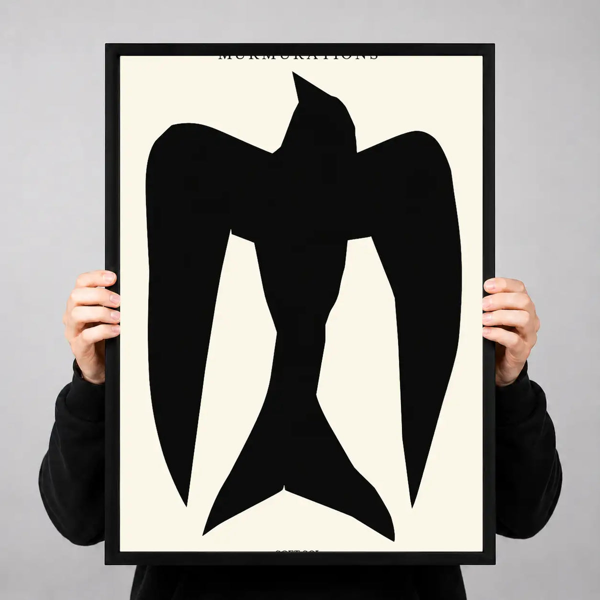 Black Angular Bird Abstract Wall Art 3