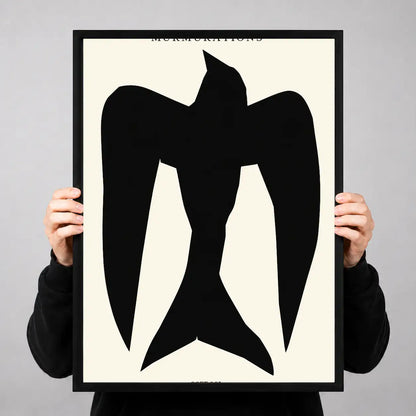 Black Angular Bird Abstract Wall Art 3