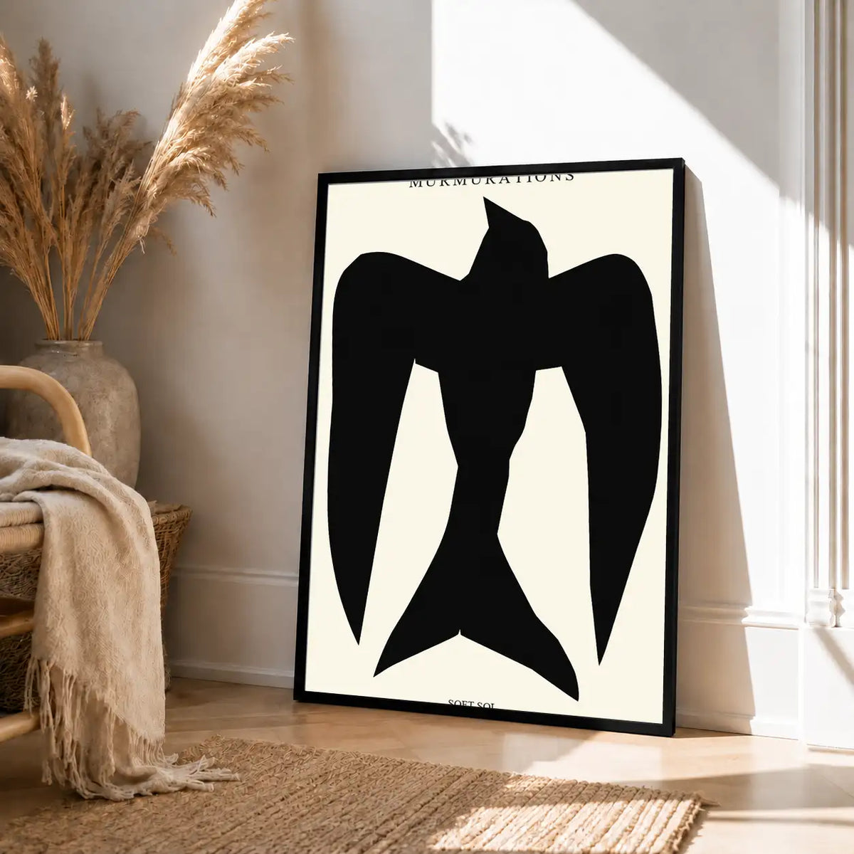 Black Angular Bird Abstract Wall Art 4