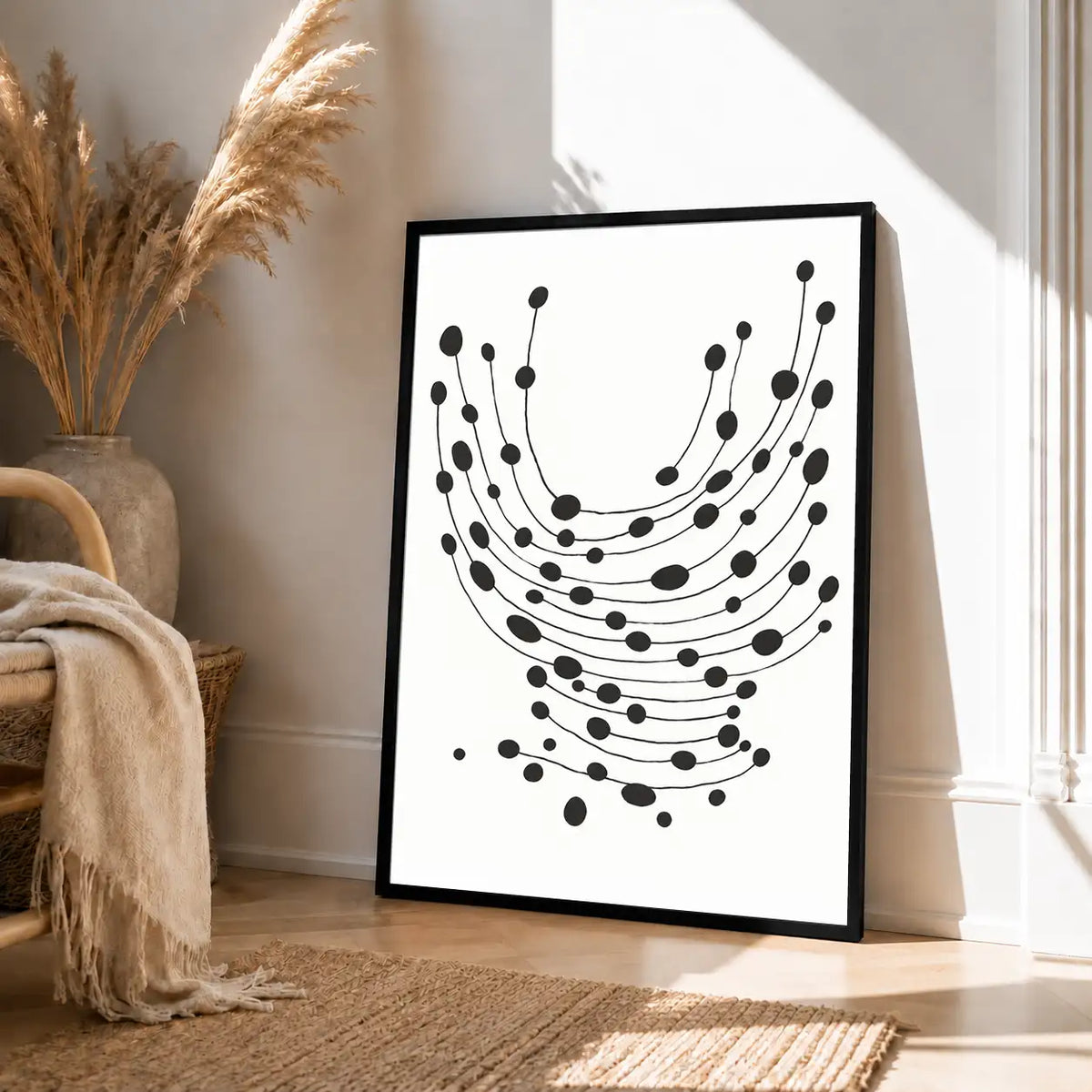 Black Beaded Arc Abstract Wall Art 4