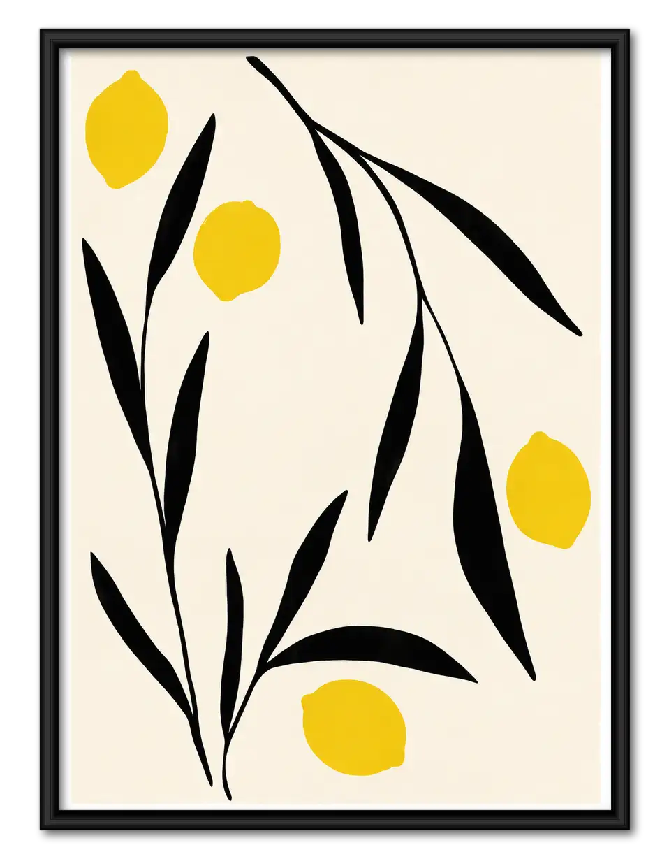 Black Branches with Yellow Fruit Wall Art 1