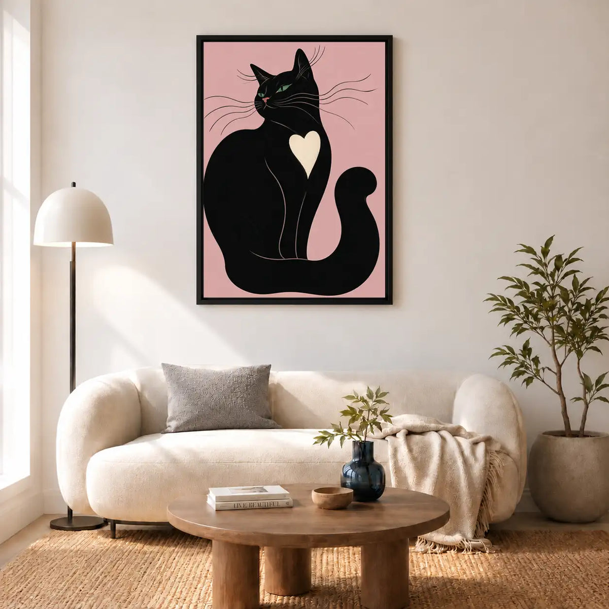 Black Cat with White Heart Wall Art 5