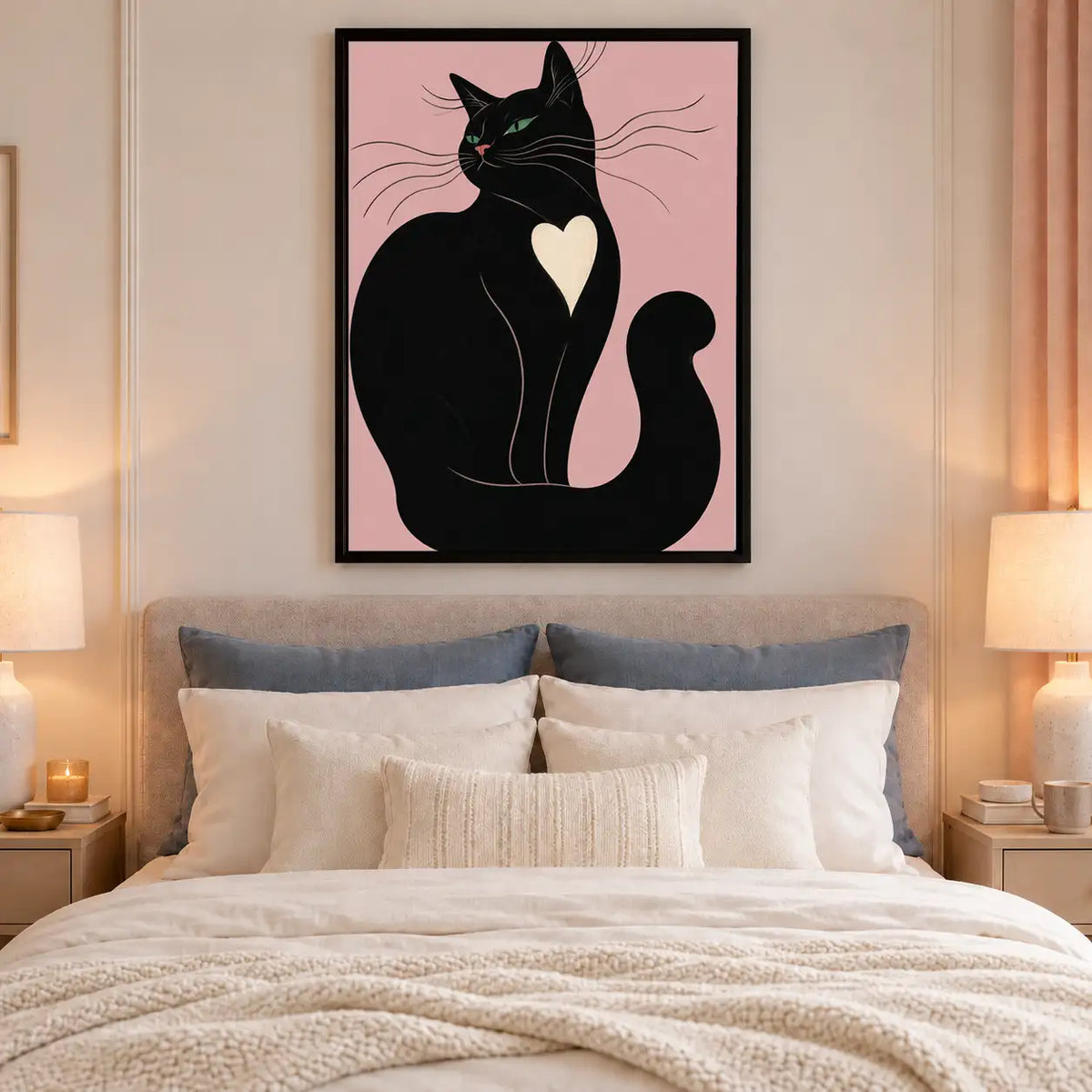 Black Cat with White Heart Wall Art 6