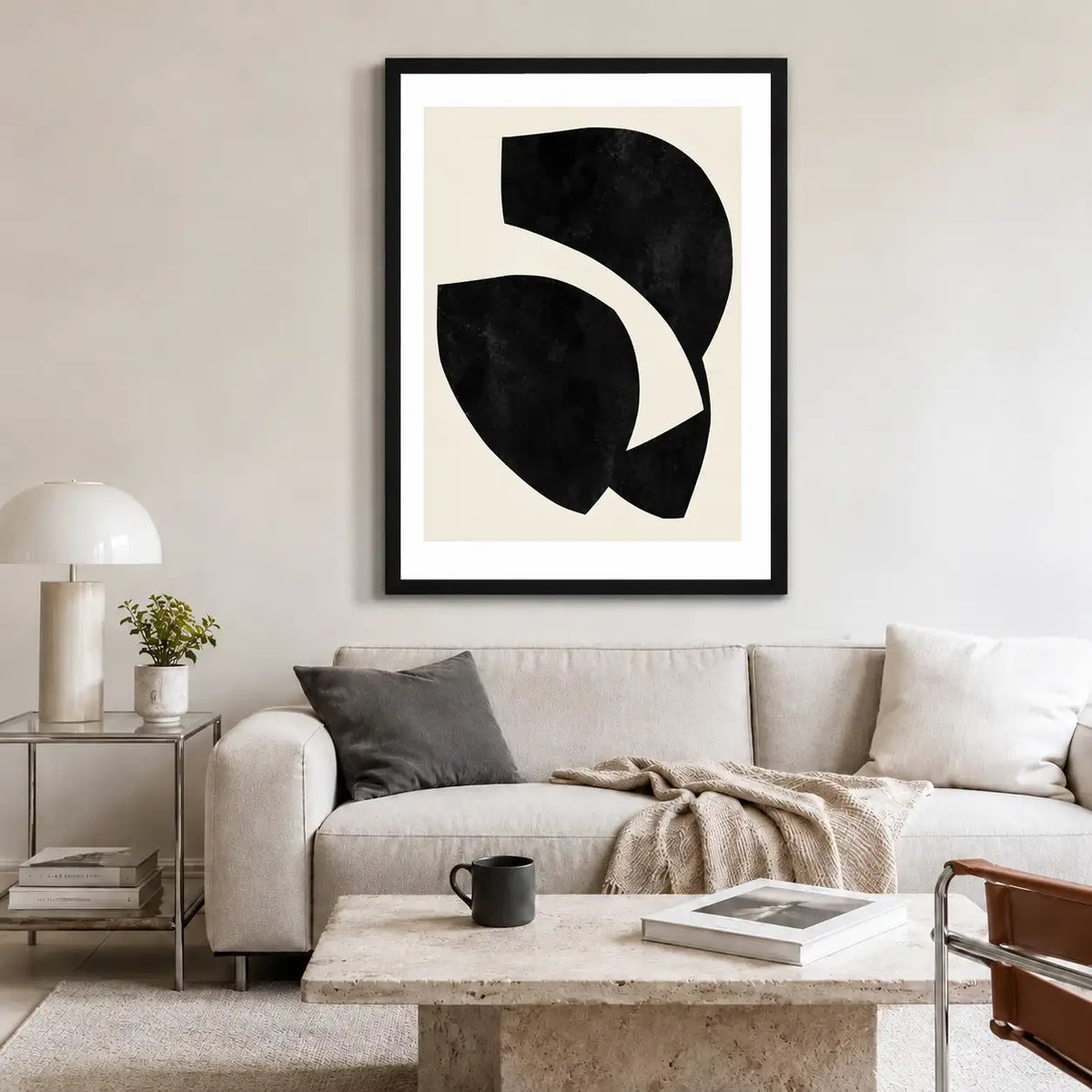 Black Interlocking Arcs Abstract Wall Art 2