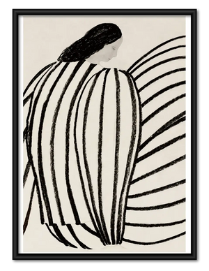 Black Striped Woman Line Art Wall Decor