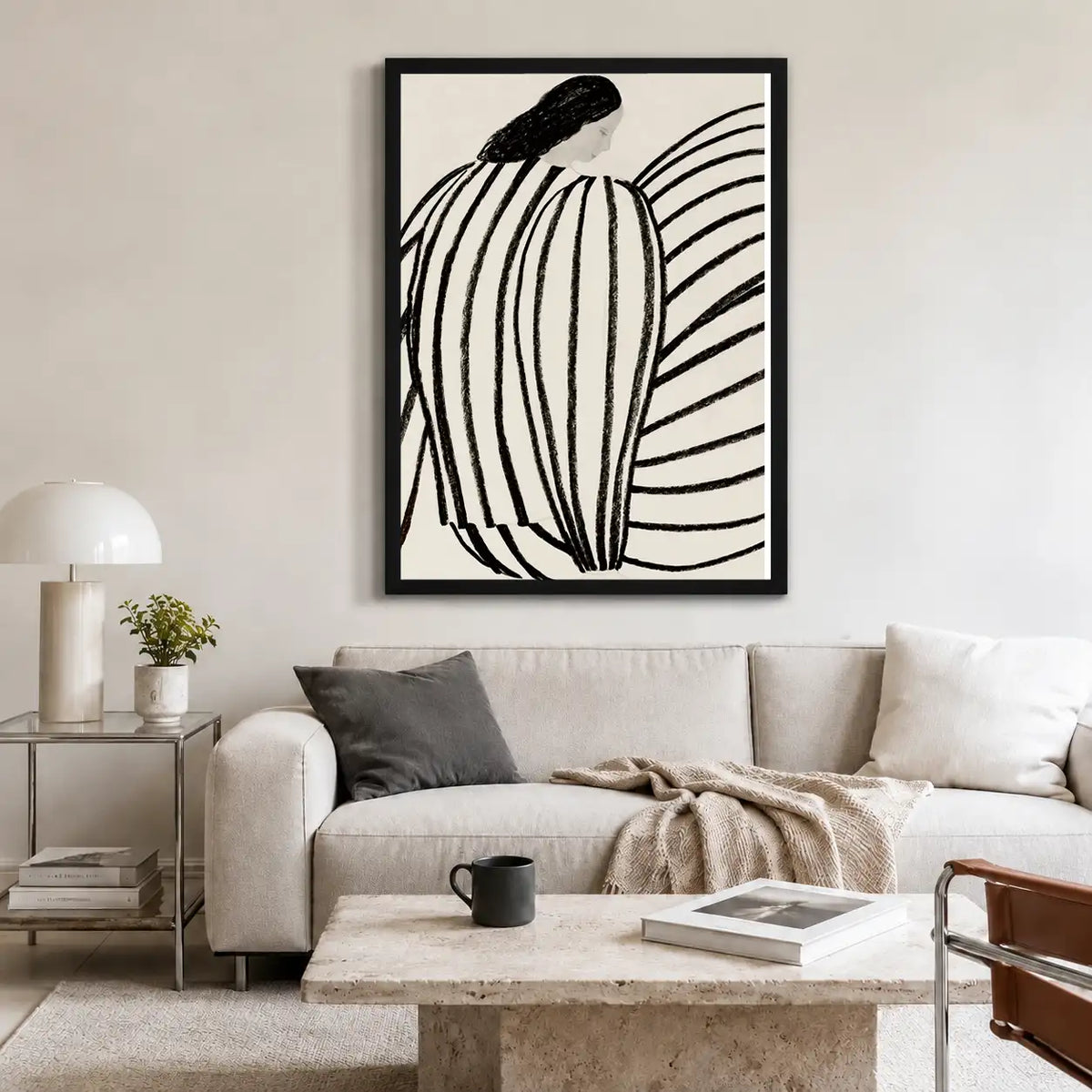 Black Striped Woman Line Art Wall Decor 2