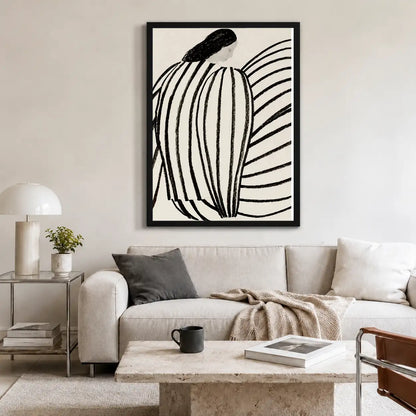 Black Striped Woman Line Art Wall Decor 2