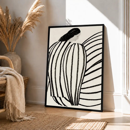Black Striped Woman Line Art Wall Decor 4