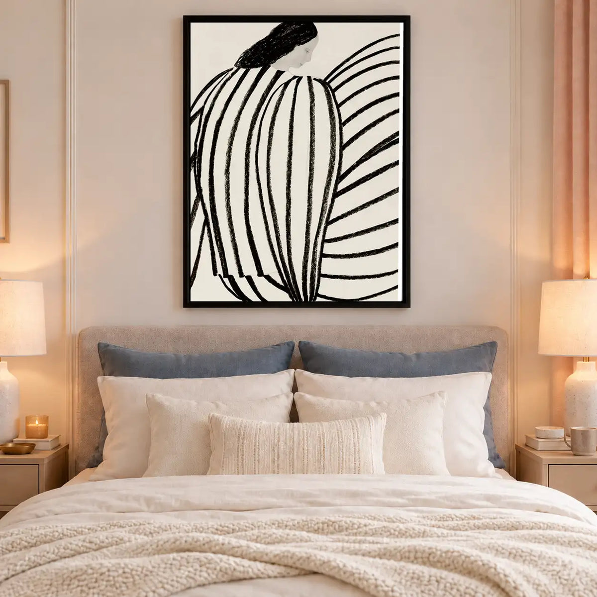 Black Striped Woman Line Art Wall Decor 6