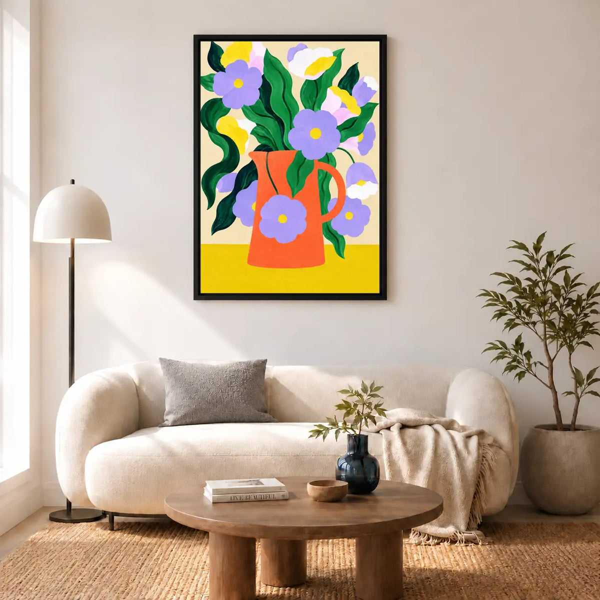 Blue Flowers in Orange Pitcher Wall Art 5