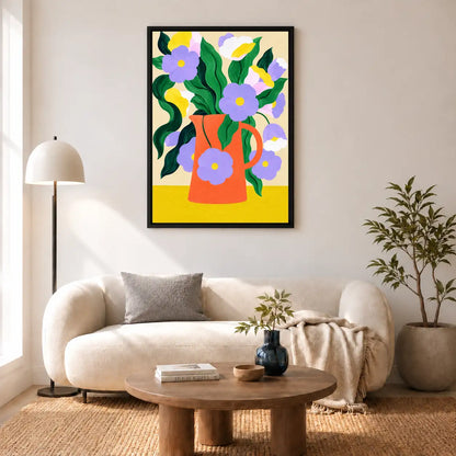Blue Flowers in Orange Pitcher Wall Art 5