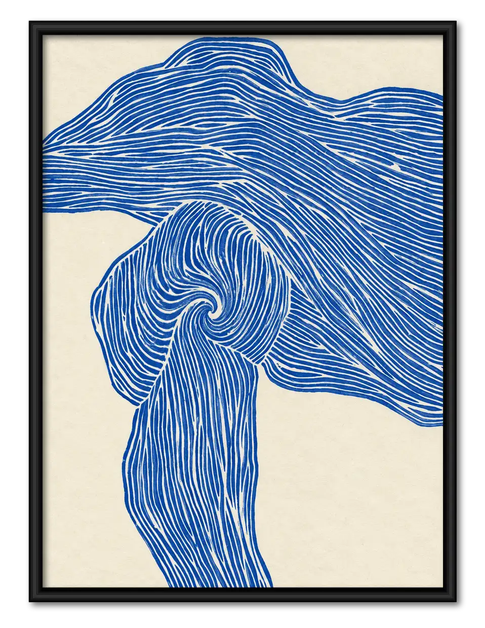 Blue Flowing Hair Line Art Wall Decor 1