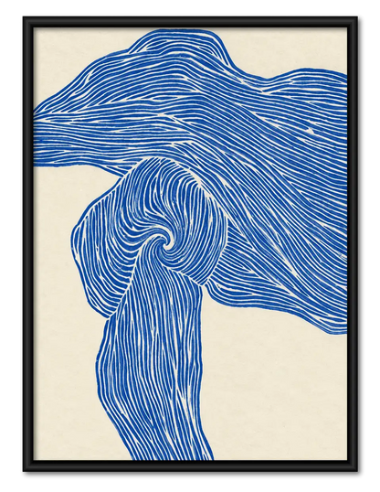 Blue Flowing Hair Line Art Wall Decor 1