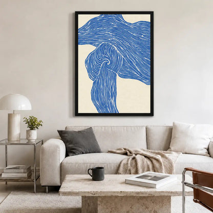 Blue Flowing Hair Line Art Wall Decor 2