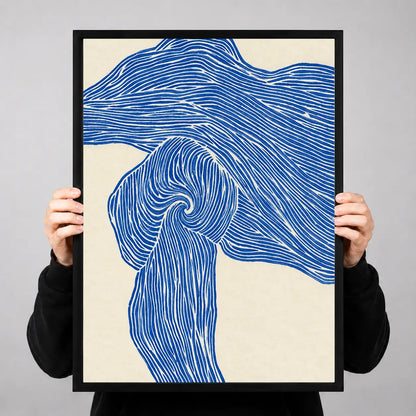 Blue Flowing Hair Line Art Wall Decor 3