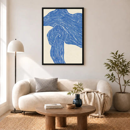 Blue Flowing Hair Line Art Wall Decor 5