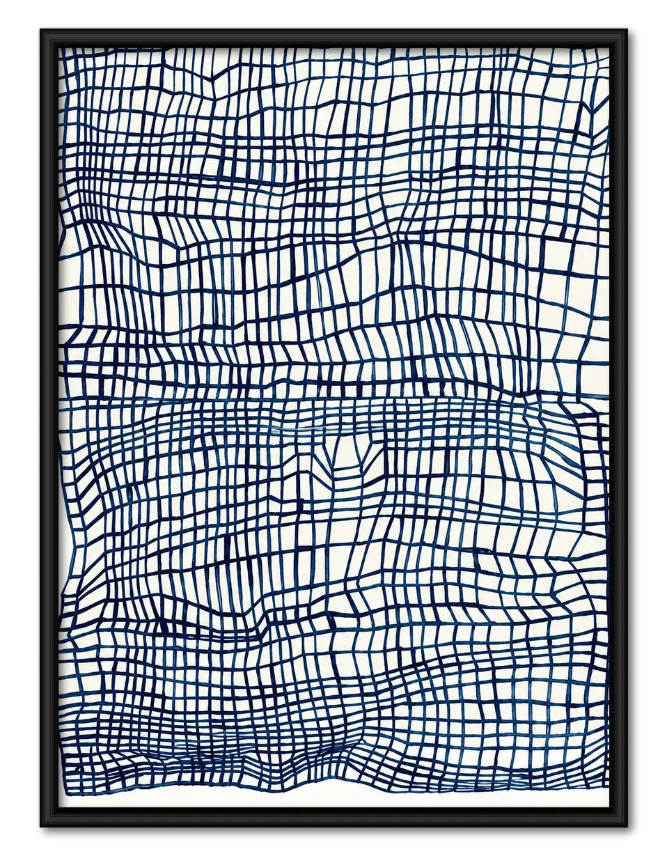 Blue Hand-Drawn Grid Abstract Wall Art 1