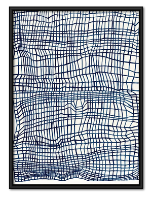 Blue Hand-Drawn Grid Abstract Wall Art
