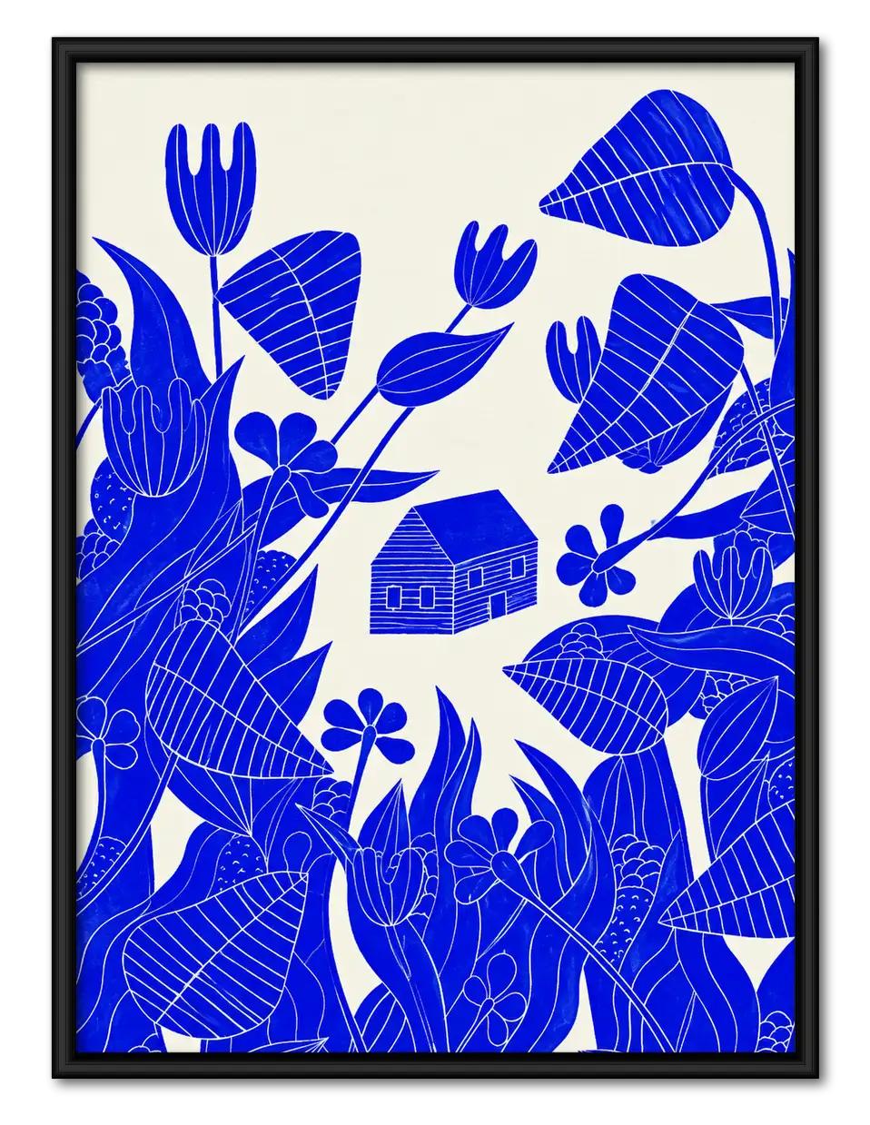 Blue Woodland Garden Illustration Wall Art 1