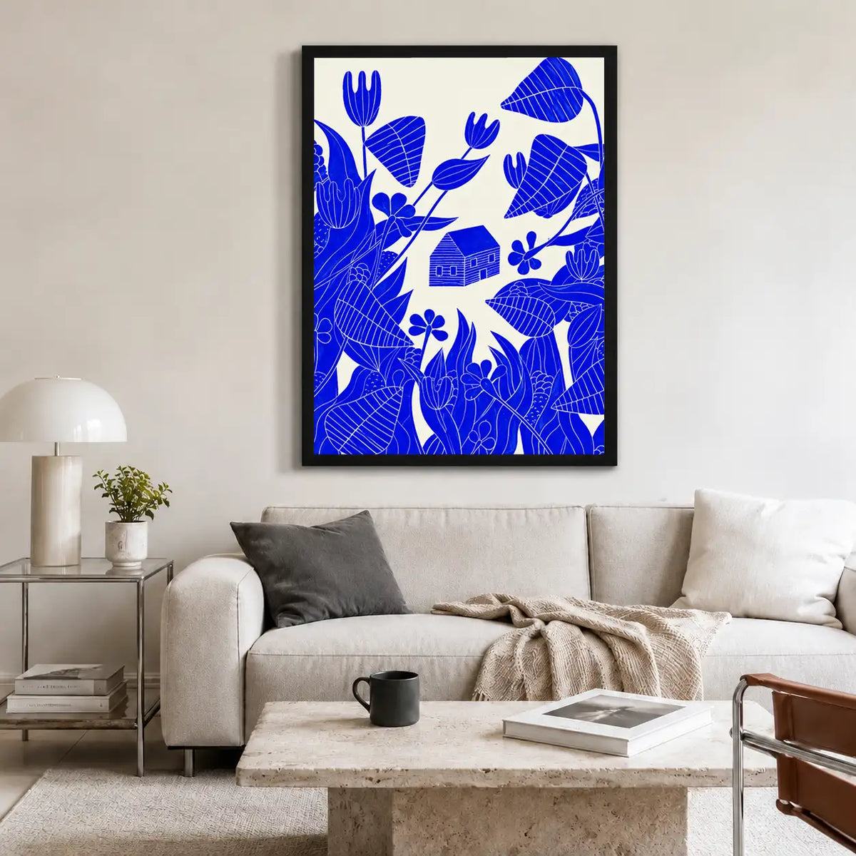 Blue Woodland Garden Illustration Wall Art 2