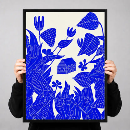 Blue Woodland Garden Illustration Wall Art 3