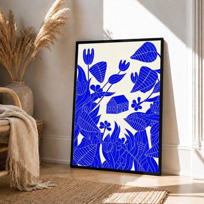 Blue Woodland Garden Illustration Wall Art 4