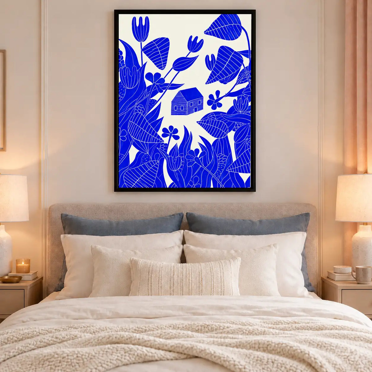 Blue Woodland Garden Illustration Wall Art 6