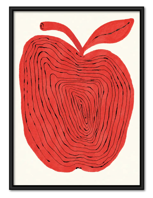 Bold Red Apple Graphic Wall Art