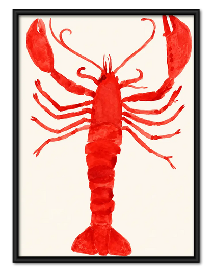 Bright Red Lobster Graphic Wall Art 1