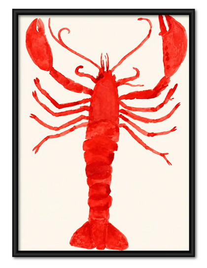 Bright Red Lobster Graphic Wall Art