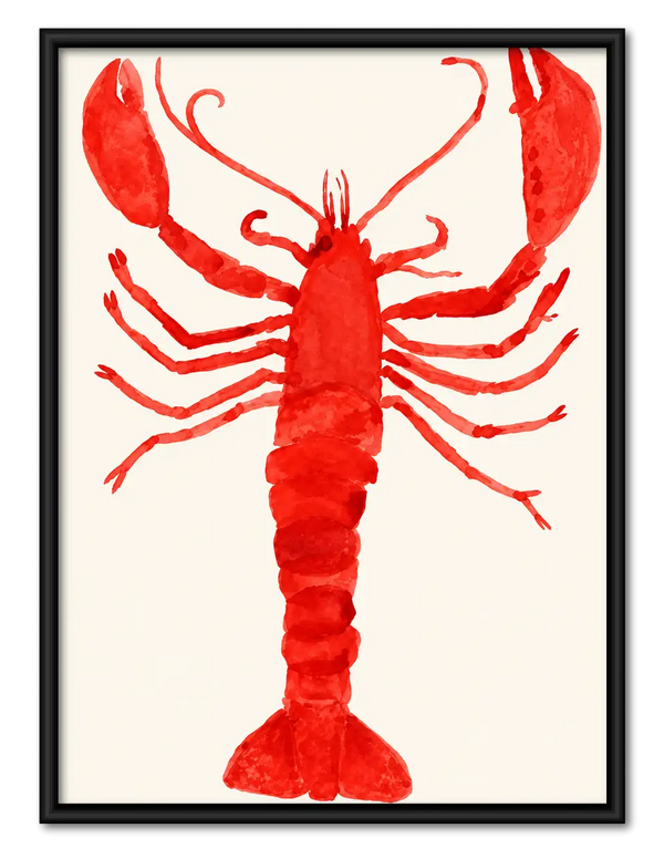 Bright Red Lobster Graphic Wall Art