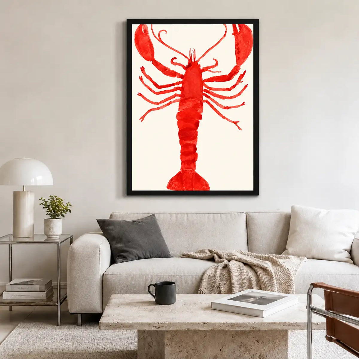 Bright Red Lobster Graphic Wall Art 2