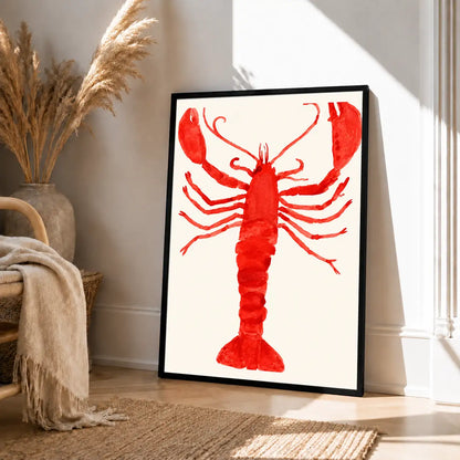 Bright Red Lobster Graphic Wall Art 4