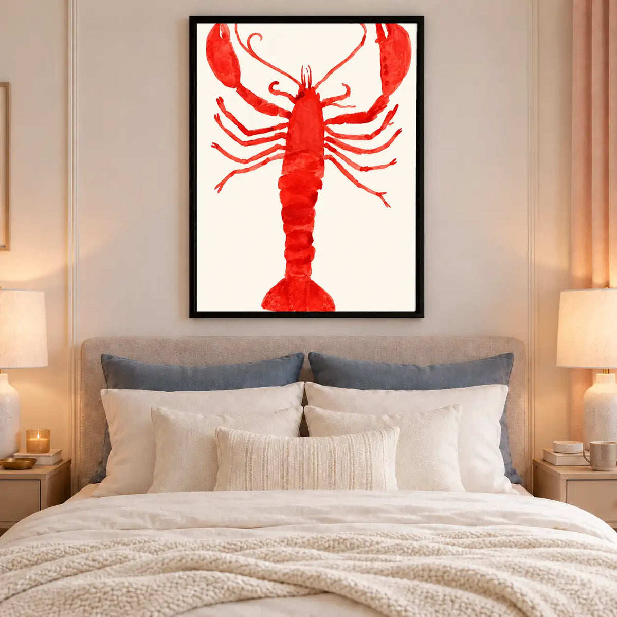 Bright Red Lobster Graphic Wall Art 6