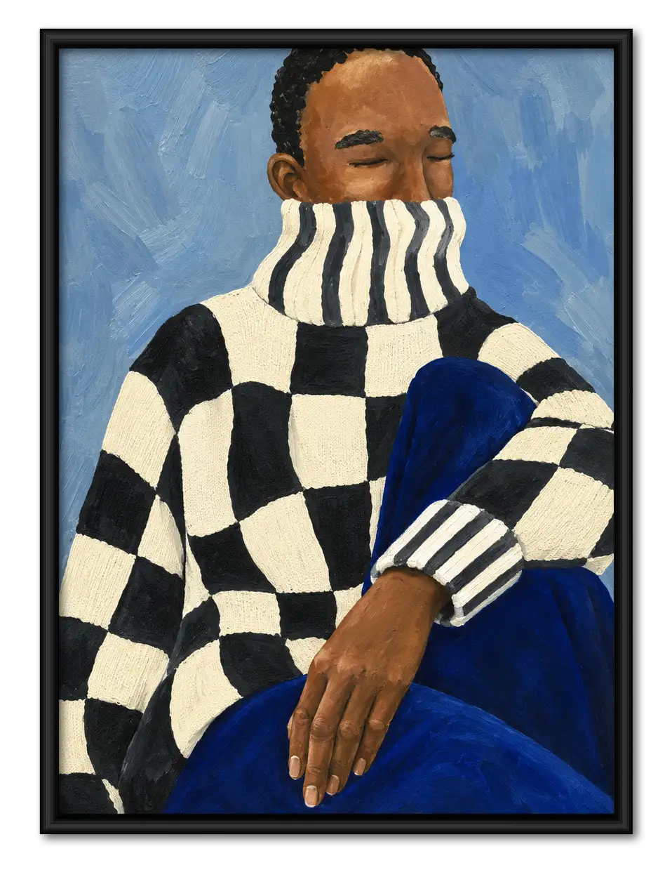 Checkered Sweater Fashion Portrait Wall Art 1